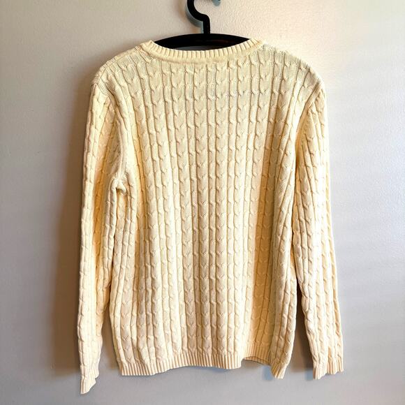 Karen Scott Womens Large Off-White Cable Knit Sweater Preppy Old Money Classic - Picture 2 of 11